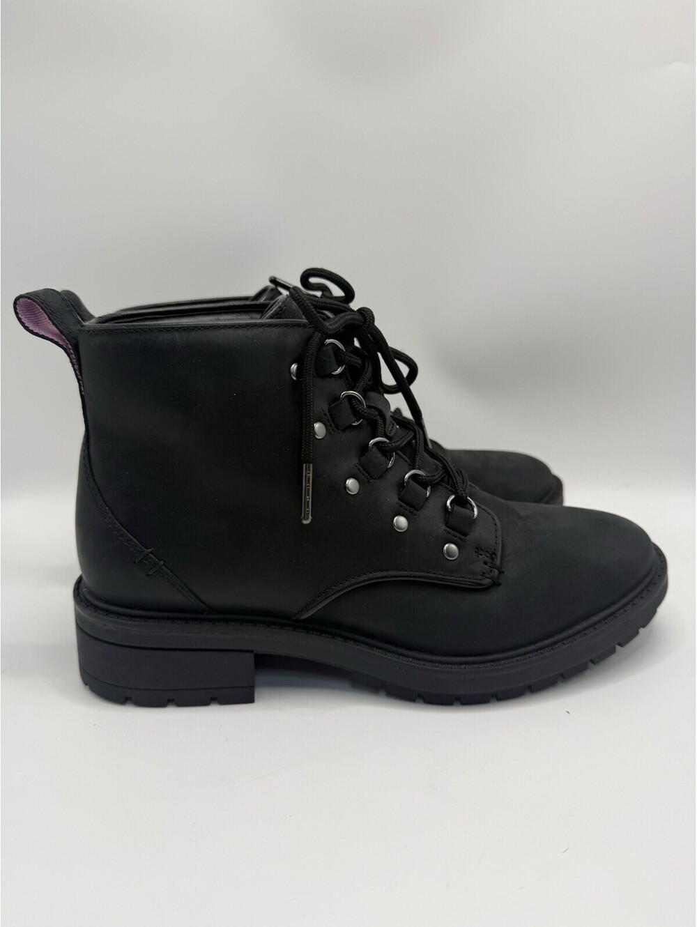 Cole Haan Briana Lace Up Womens 6.5 B Black Leather Hiking Boots Waterproof NWOB